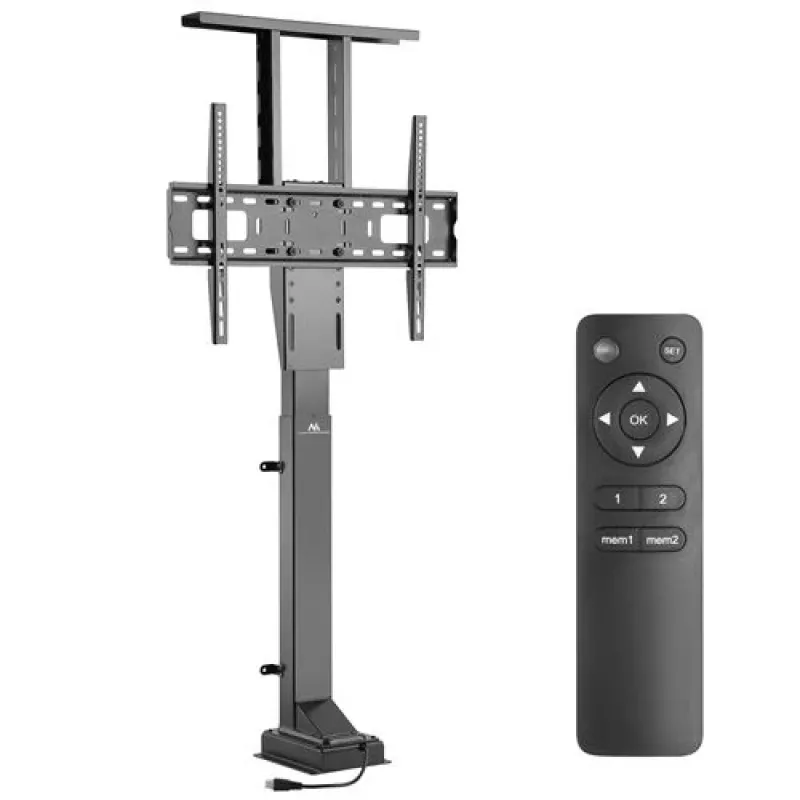 Maclean MC-866 elevador eléctrico de TV para 37-65 pulgadas (94-165,1 cm), mando a distancia, VESA hasta 600×400, máx. 50 kg, negro
