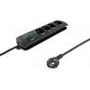 Qoltec 50105 regleta con protección contra sobretensiones, 4 tomas, negra