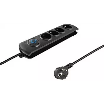 Qoltec 50105 regleta con protección contra sobretensiones, 4 tomas, negra