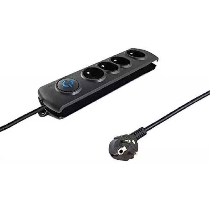 Qoltec 50105 regleta con protección contra sobretensiones, 4 tomas, negra