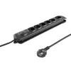 Protector contra sobretensiones Qoltec 50112 negro 6 tomas AC 230V 3m