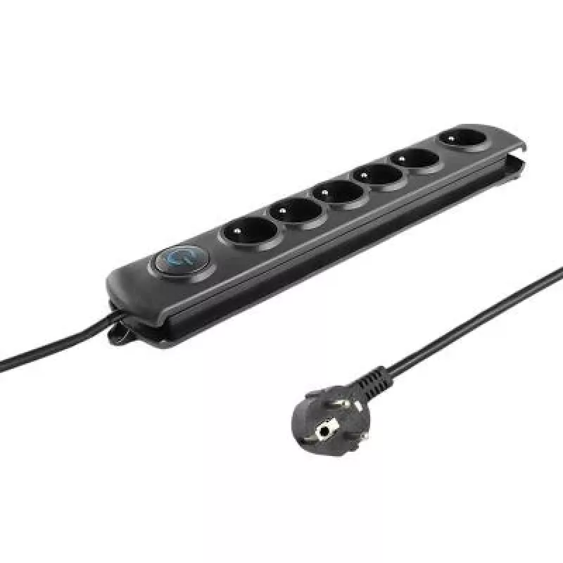 Protector contra sobretensiones Qoltec 50112 negro 6 tomas AC 230V 3m