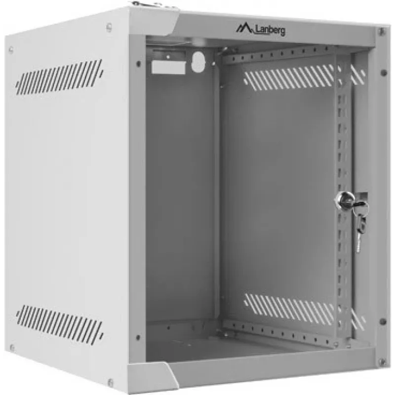 Lanberg WF10-2306-10S armario rack mural de 10" 6U, 336×280×310 mm, puerta de cristal, 20 kg, gris (RAL 7035)