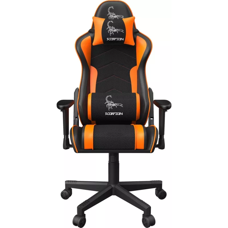 Silla gaming GEMBIRD GC-SCORPION-04X negro-naranja diseño ergonómico, asiento ajustable, respaldo alto
