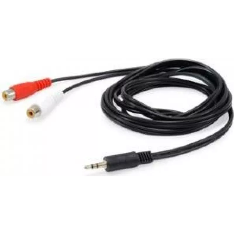 Equip 147093 cable de audio, 2 x RCA hembra a jack 3,5 mm macho, 2,5 m, negro
