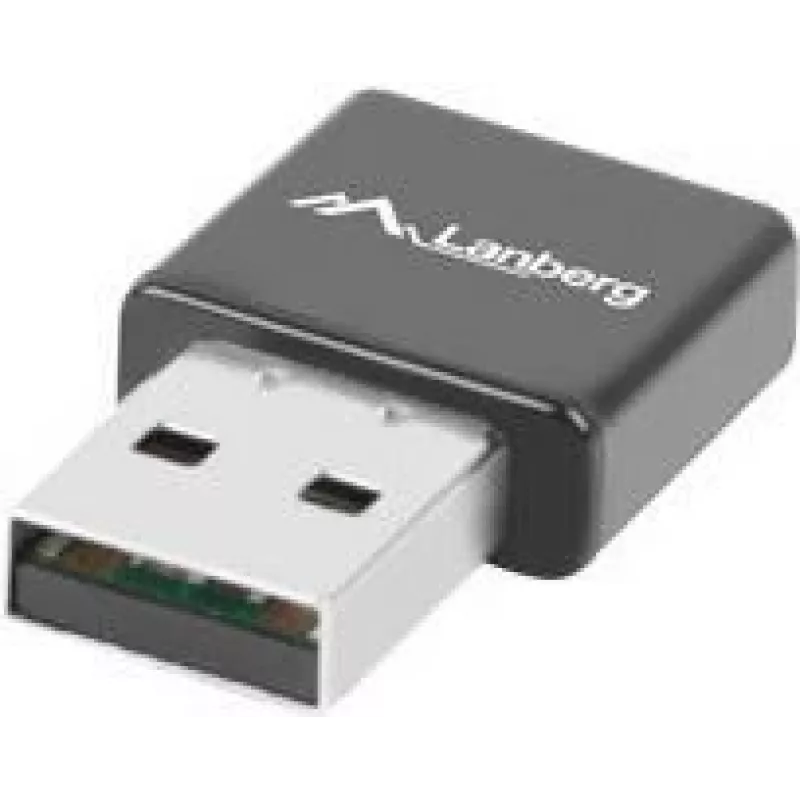 Adaptador USB Wi-Fi LANBERG NC-0300-WI, 2 antenas internas de 2 dBi, USB 2.0, hasta 2400 Mbit/s, negro