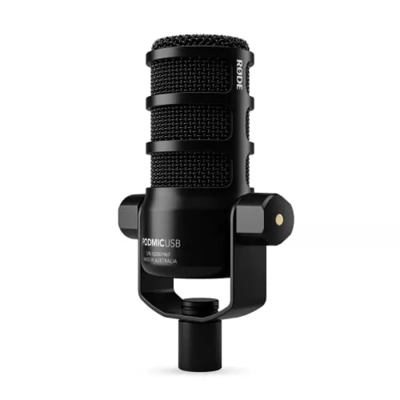 Micrófono de estudio RØDE PodMic USB — cardioide XLR/USB, 24 bits/48 kHz, USB-C, salida de auriculares, control de volumen giratorio, negro