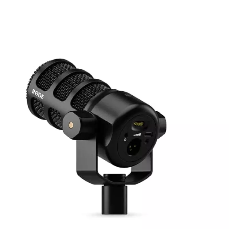 Micrófono de estudio RØDE PodMic USB — cardioide XLR/USB, 24 bits/48 kHz, USB-C, salida de auriculares, control de volumen giratorio, negro
