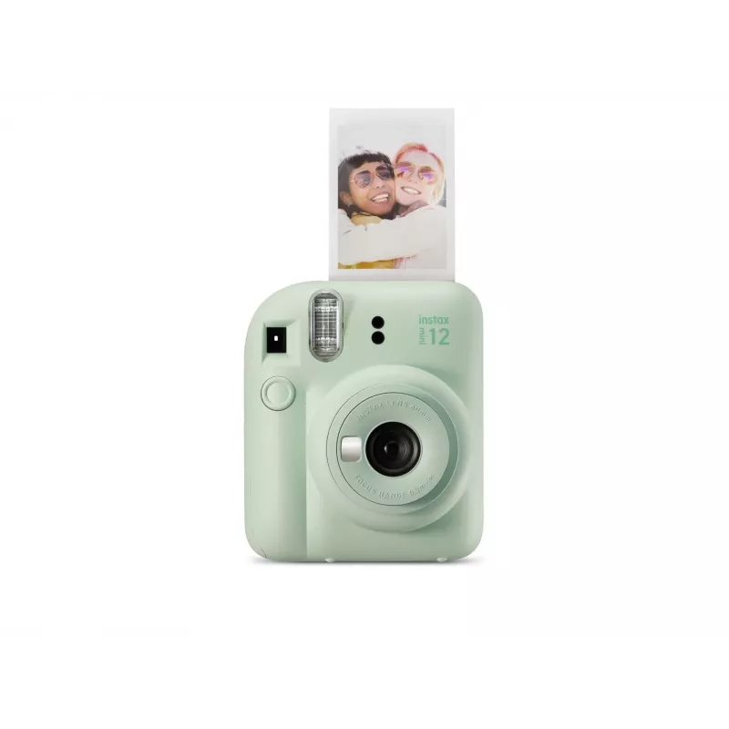 Cámara instantánea Fujifilm Instax Mini 12 Verde — imagen 86x54 mm, película 62x46 mm, distancia focal equivalente 60 mm