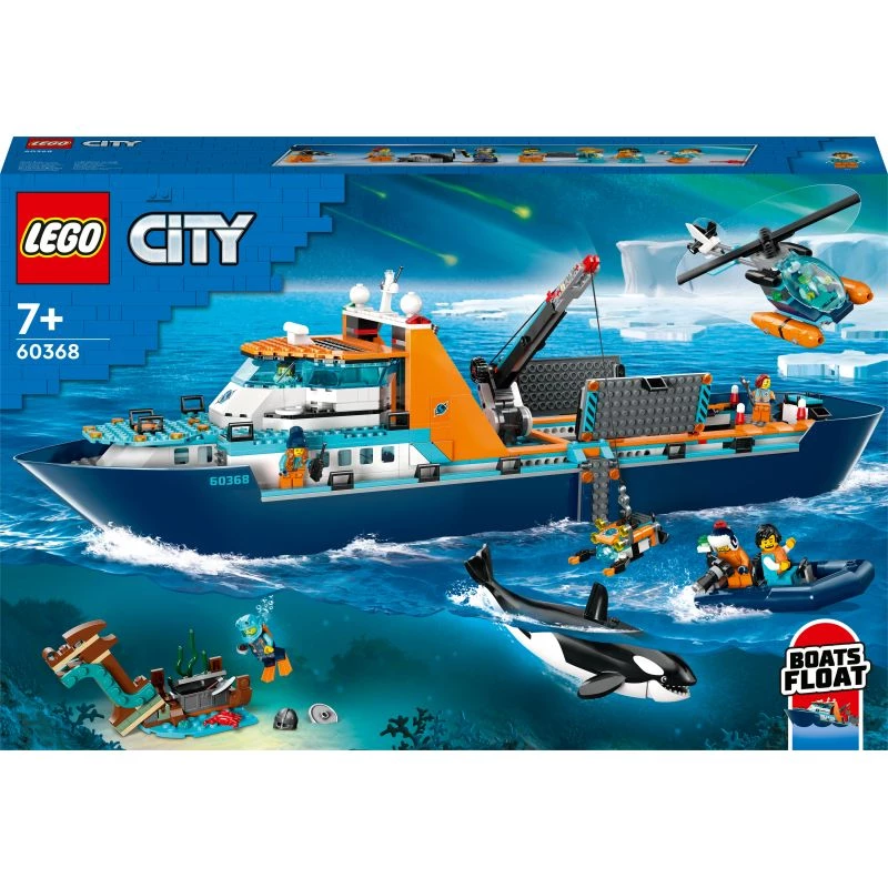Juguete de construcción LEGO City barco de expedición ártica 60368 — 815 piezas, 7+ años, incluye 4 minifiguras