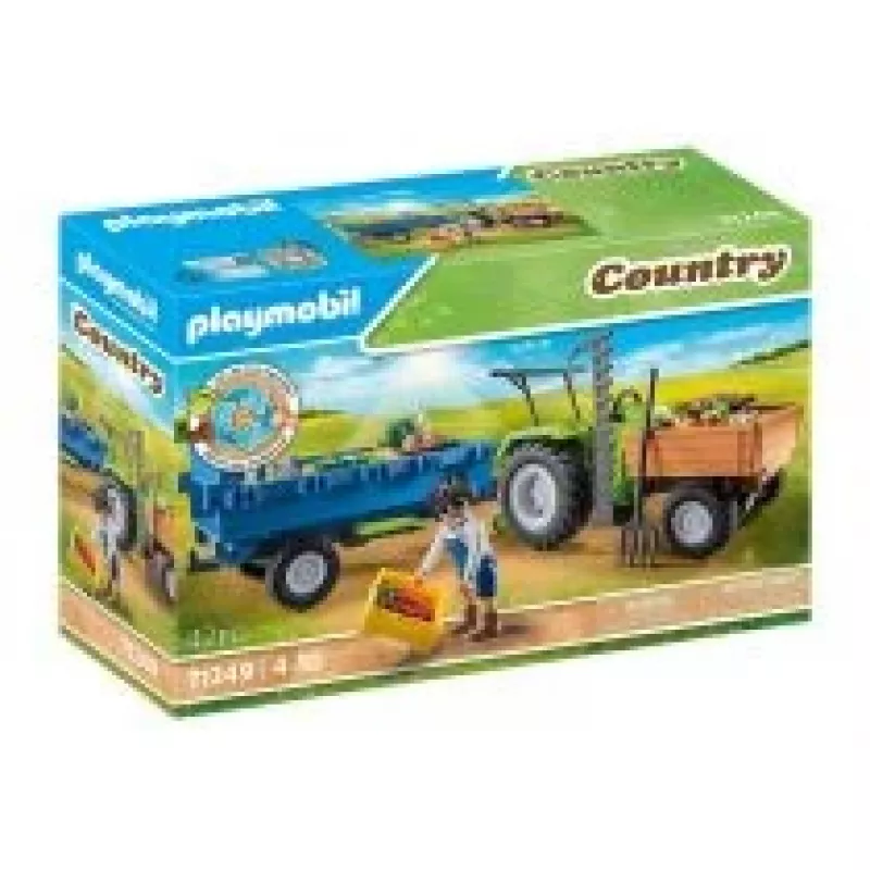 Playmobil Tractor cosechadora con remolque - juego simbólico y juego imaginativo para niños de 6 a 9 años - Fat Brain Toys