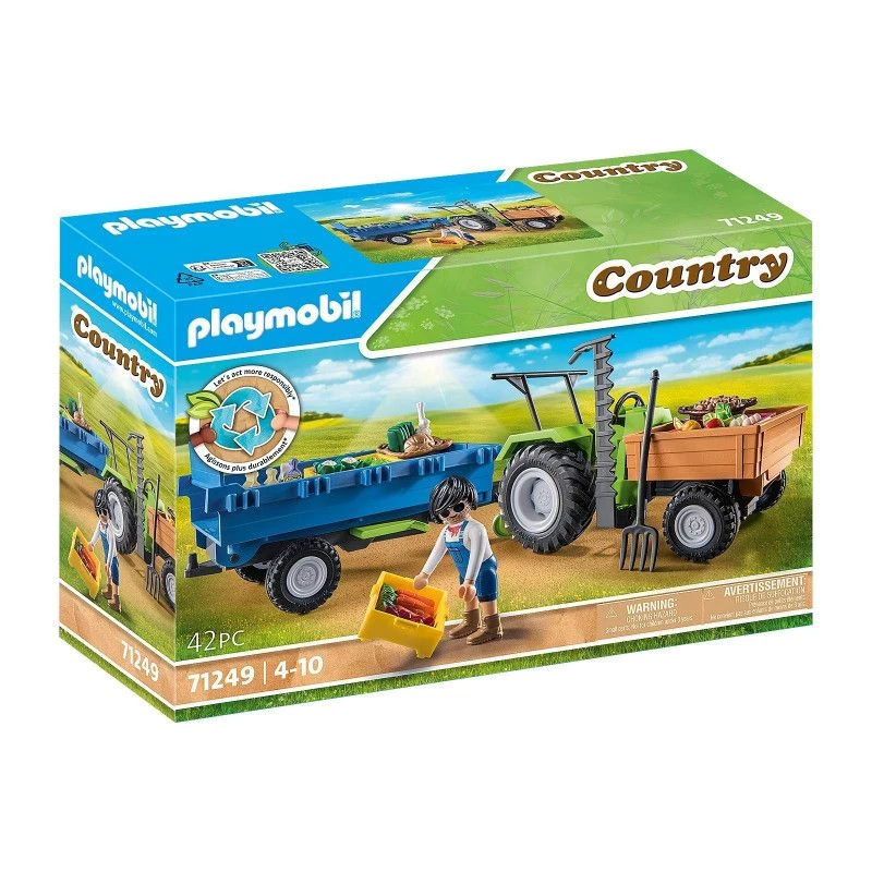 Playmobil Tractor cosechadora con remolque - juego simbólico y juego imaginativo para niños de 6 a 9 años - Fat Brain Toys