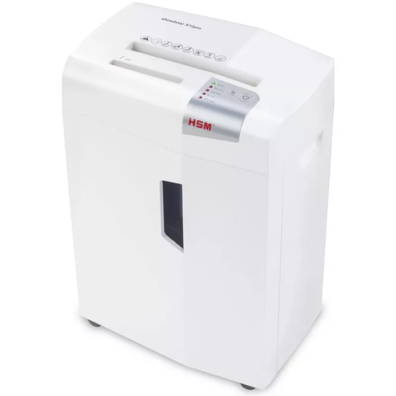 Destructora de documentos HSM 1033121 corte en partículas 2 x 15 mm, 23 cm de ancho de trabajo, 26 L de capacidad, blanca