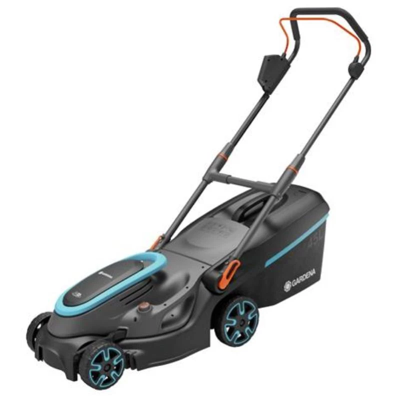 Cortacésped a batería Gardena PowerMax 37/36V P4A, set listo para usar, ancho de corte 37 cm, 36 V (2x 18 V), 2 baterías Li-Ion de 4,0 Ah (POWER FOR ALL ALLIANCE), cargador, negro/gris