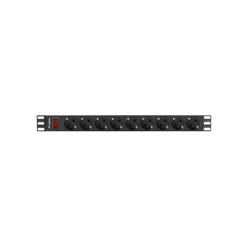 Lanberg PDU-09F-0300-BK PDU para rack 1U, 9x Schuko, 16 A, 3 m, negro