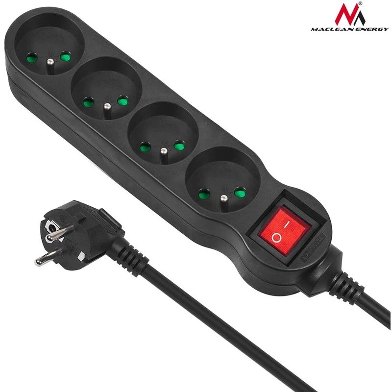 Cable alargador eléctrico regleta de enchufes 4 tomas (5 M) - Maclean MCE182