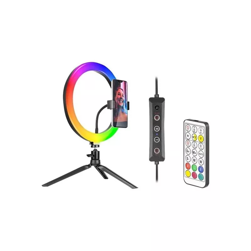 Lámpara anular RGB 26 cm con trípode