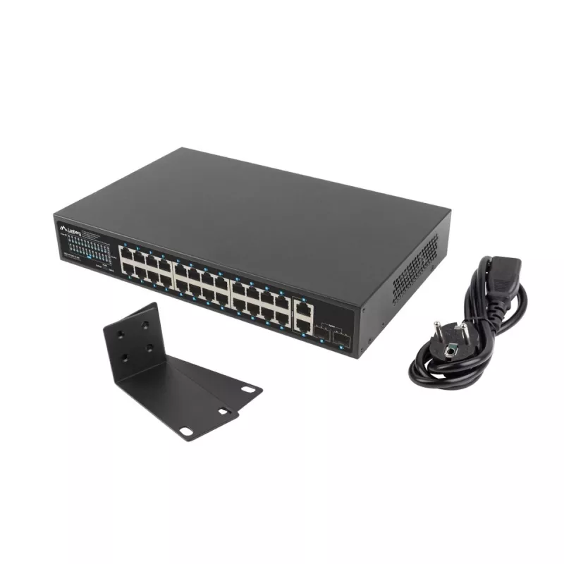 Switch no gestionado LANBERG RSGE-24P-2GE-2S-360 con 24 puertos Ethernet RJ-45