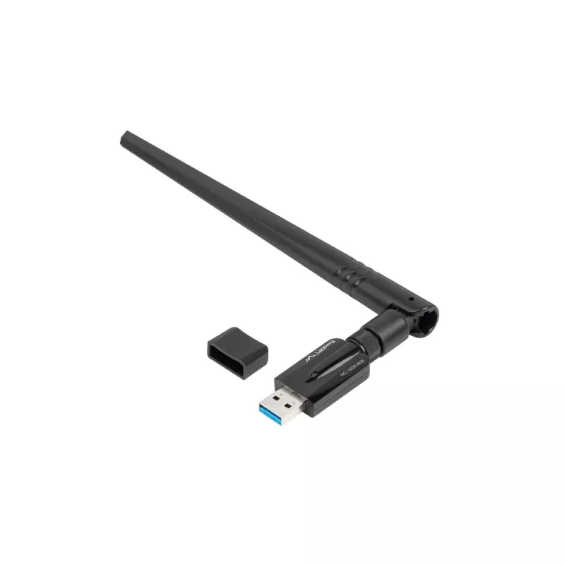 Lanberg NC-1200-WIE adaptador WiFi USB 3.0 AC1200 de doble banda, 1 antena externa + 1 interna, negro