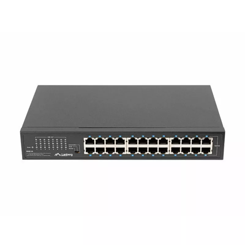 Switch no gestionado LANBERG RSGE-24 — 24× Gigabit Ethernet 1U, montaje en rack, negro