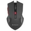 Ratón inalámbrico DEFENDER ACCURA MM-275 RF, óptico, ambidiestro, 1600 DPI, receptor USB RF, 5–6 botones, negro/rojo