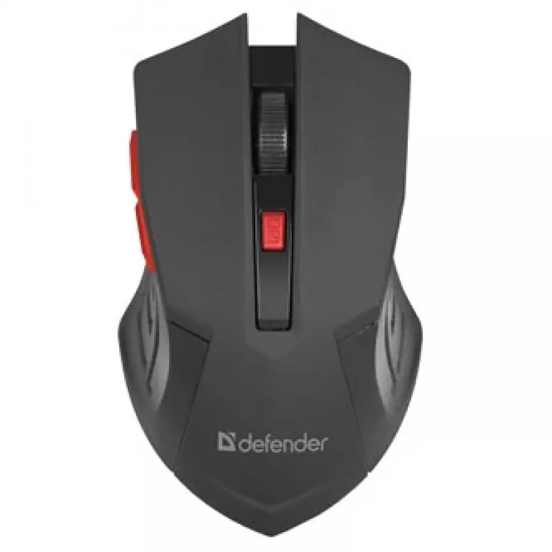 Ratón inalámbrico DEFENDER ACCURA MM-275 RF, óptico, ambidiestro, 1600 DPI, receptor USB RF, 5–6 botones, negro/rojo