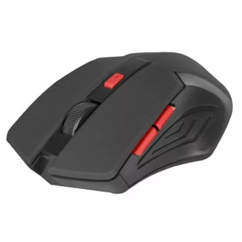 Ratón inalámbrico DEFENDER ACCURA MM-275 RF, óptico, ambidiestro, 1600 DPI, receptor USB RF, 5–6 botones, negro/rojo
