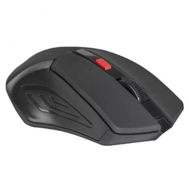 Ratón inalámbrico DEFENDER ACCURA MM-275 RF, óptico, ambidiestro, 1600 DPI, receptor USB RF, 5–6 botones, negro/rojo