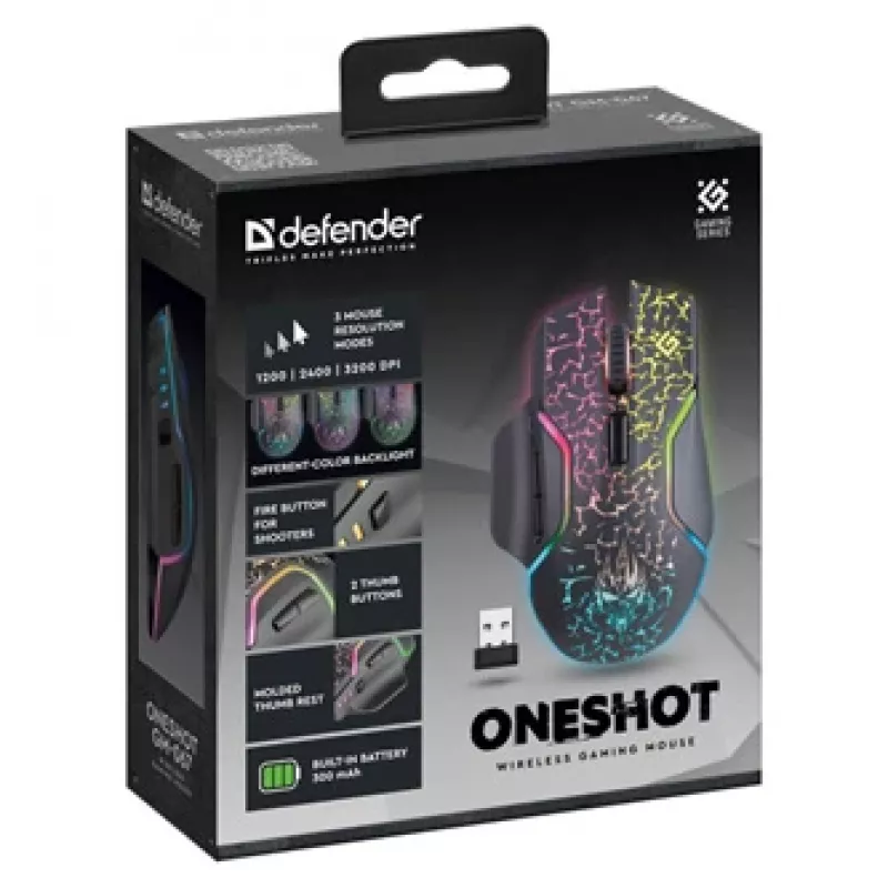 Ratón gaming Defender Oneshot GM-067 diestro RF inalámbrico + USB Type