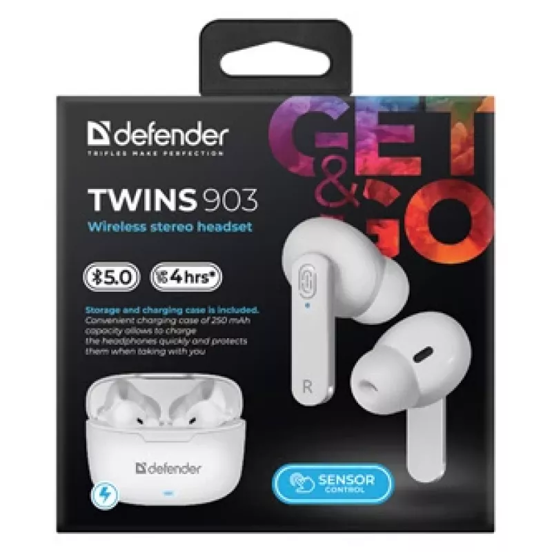 Auriculares Bluetooth Defender TWINS 903, blancos