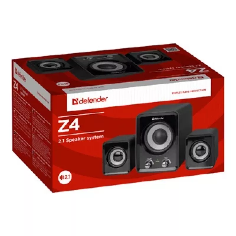 Altavoces DEFENDER Z4 2.1 con cable, 11 W RMS, negro, alimentación USB 5V, salida de auriculares de 3,5 mm