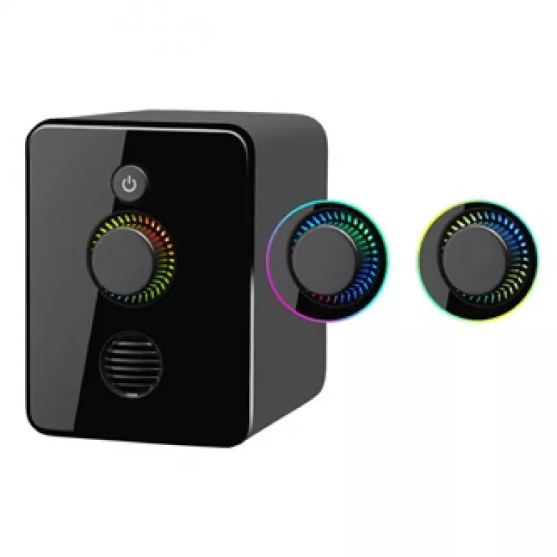 Defender V12 65212 altavoces para ordenador 2.1, 11 W, subwoofer de 5 W, alimentados por USB, retroiluminación LED, negros, 115 x 130 x 223 mm