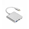 Adaptador hub USB-C TB AKTBXVAU3HMPDAV — 3 en 1: HDMI + USB-A + USB-C PD, plata