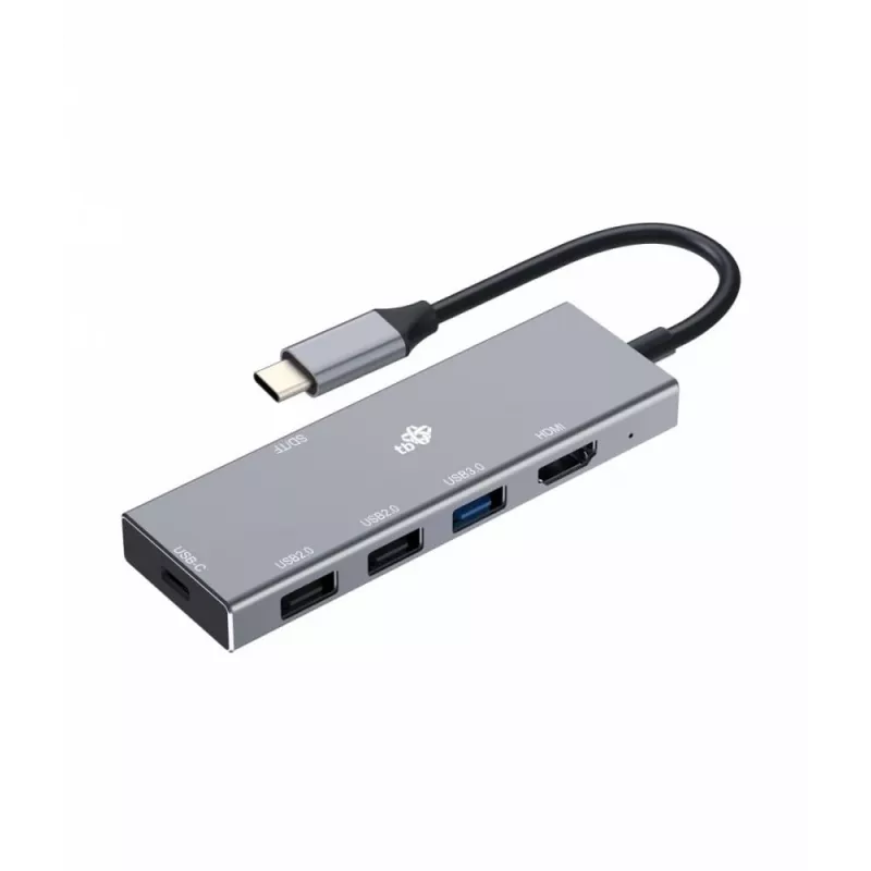 Adaptador TB USB-C 7v1 USB 3.0, 2xUSB 2.0, HDMI, PD, SD/TF