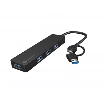 Hub USB NATEC Mayfly USB 3.2 Gen 1 Type-A Type-C 5000 Mbit/s Negro