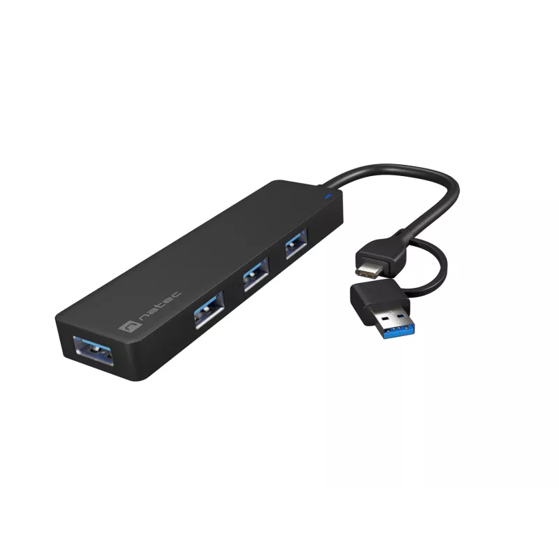 Hub USB NATEC Mayfly USB 3.2 Gen 1 Type-A Type-C 5000 Mbit/s Negro