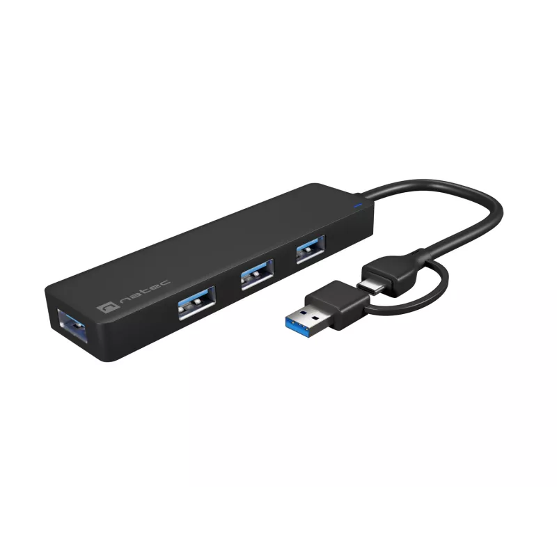 Hub USB NATEC Mayfly USB 3.2 Gen 1 Type-A Type-C 5000 Mbit/s Negro