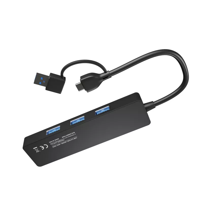 Hub USB NATEC Mayfly USB 3.2 Gen 1 Type-A Type-C 5000 Mbit/s Negro