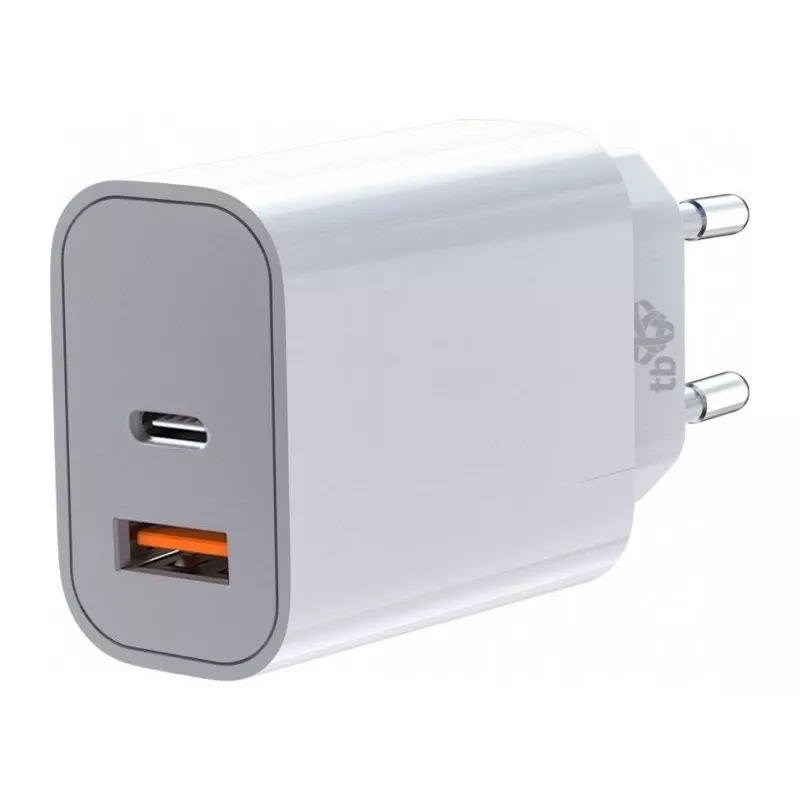 Cargador universal 2x3A USB C + USB A Power Delivery blanco