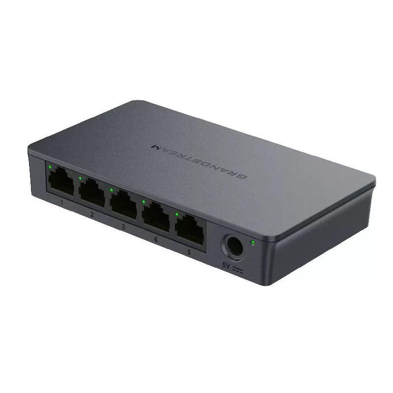 Grandstream GWN7700 switch no gestionado capa 2 5 puertos Gigabit capacidad de conmutación 10Gbps 802.1p QoS negro sobremesa/pared 5VDC