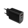 Cargador de pared 2x3A USB-C + USB-A Power Delivery negro