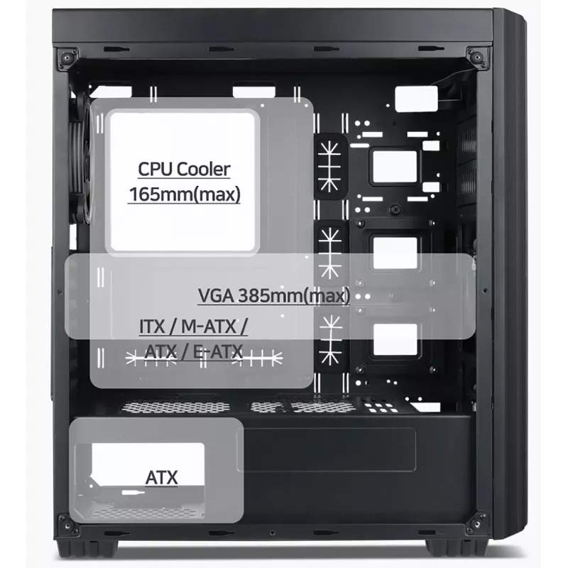 Caja de ordenador Gembird Fornax K500 ATX, Midi-Tower, negra