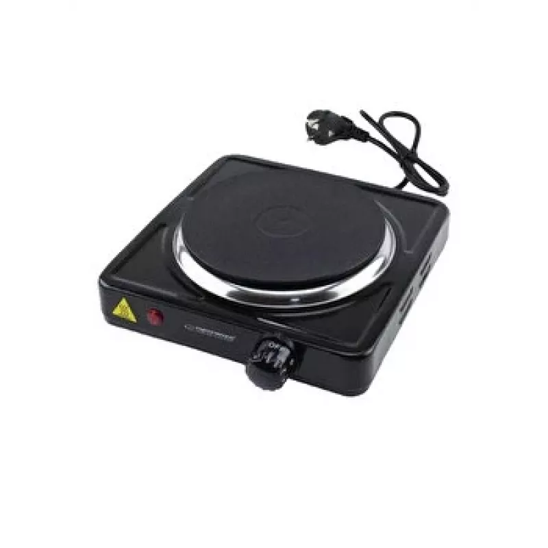 Placa eléctrica ESPERANZA ST. HELENS 1 zona, mando giratorio, 1×1000 W, 15,5 cm, sobremesa, negra