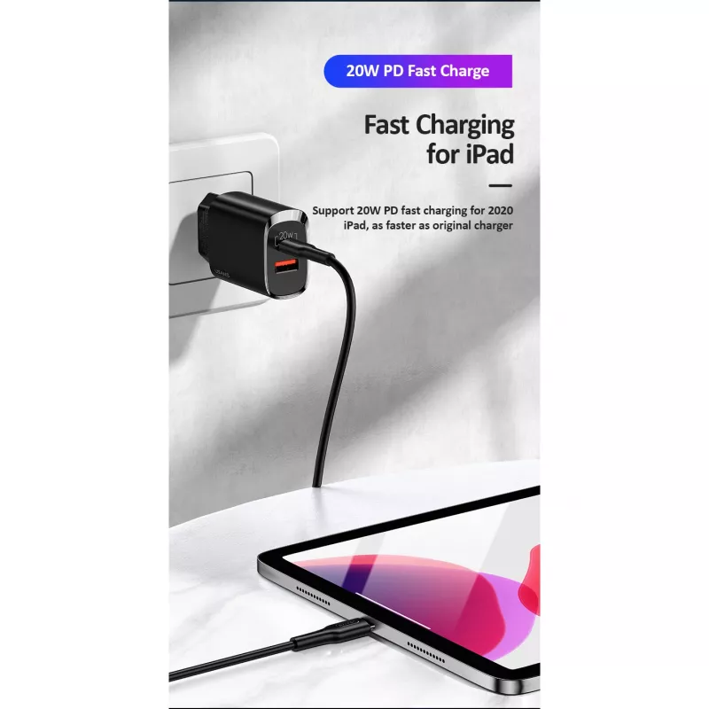 Cargador usams T35 20W PD3 USB-C a USB adaptador de carga rápida