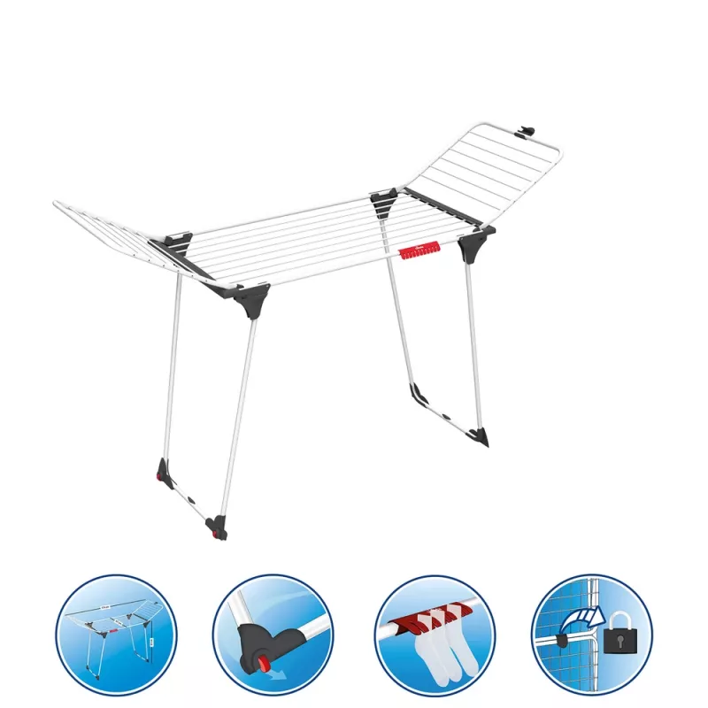 Tendedero VILEDA King White 157247 — acero, 20 m de superficie de secado, plegable con ruedas