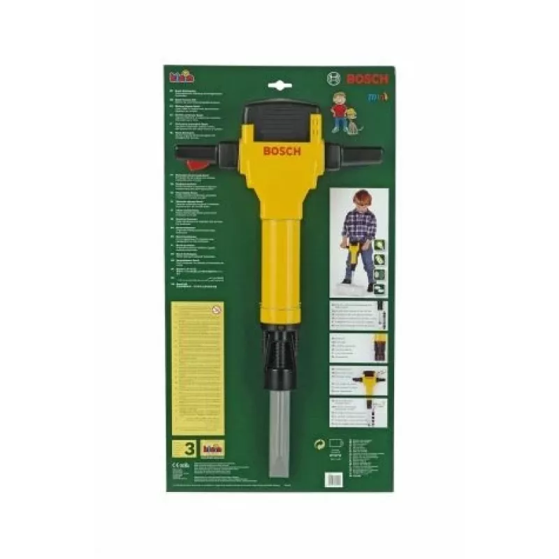 Theo Klein 8405 Martillo demoledor Bosch I a pilas con movimiento de subida y bajada de la broca I con sonido de motor y luz intermitente I medidas: 28 cm x 7 cm