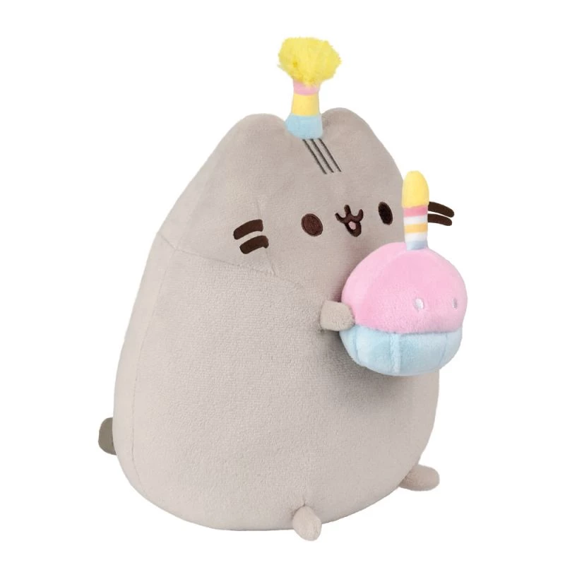 Peluche Pusheen de Pusheen — peluche de 24 cm con gorro de cumpleaños y tarta