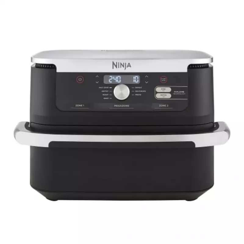 Freidora de aire caliente doble de 10,4 L Ninja AF500EU, independiente, 2470 W, negra, acero inoxidable