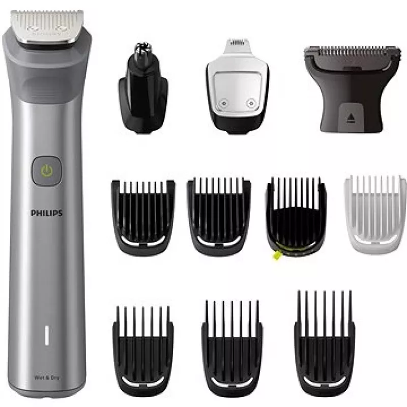 Recortadora todo en uno Philips MG5940/15 Series 5000, Acero inoxidable, 0,5 mm, 1,6 cm, 1 mm, Barba, Orejas, Nariz, Batería