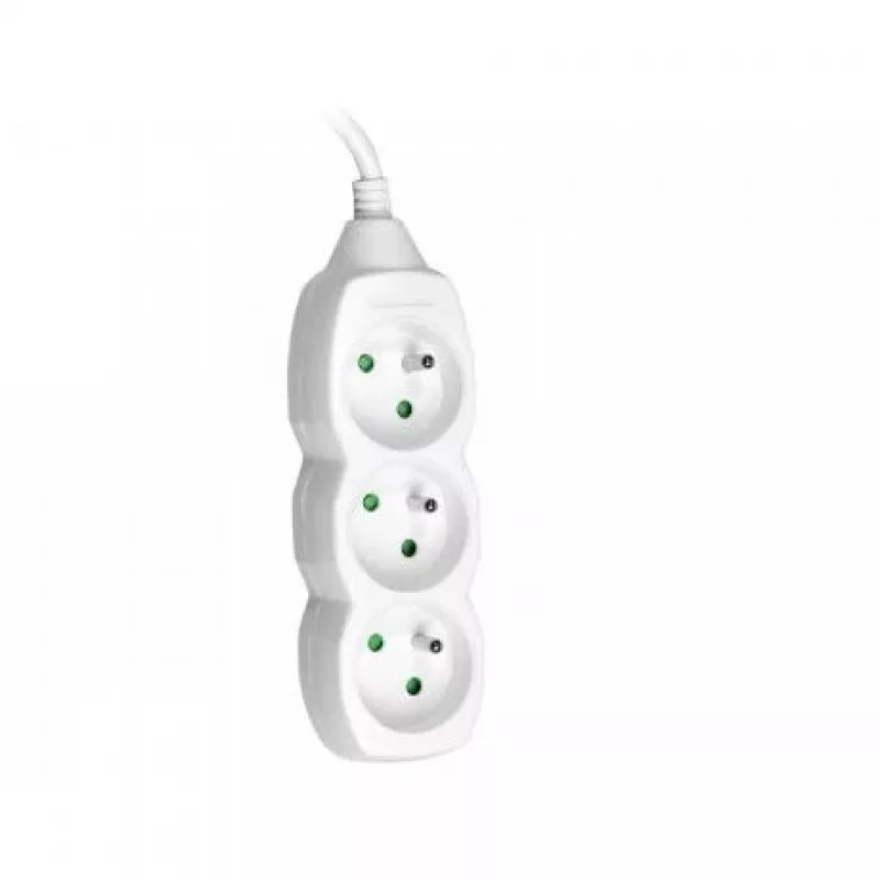 Tracer PowerCord alargador, 3 tomas, 3 m, blanco